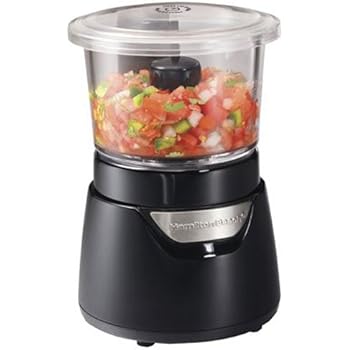 Hamilton Beach Stack & Press Mini 3-Cup Glass Bowl Food Processor & Vegetable Chopper, Black (72860)