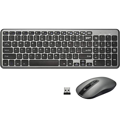 TOPELEK Wireless Keyboard and Mouse Combo, 2.4G Wireless Keyboard Mouse, Ultra-Thin&nbsp;Portable 98-Key Keyboard with Mute Mouse for PC Desktop Laptop Windows XP/7/8/10