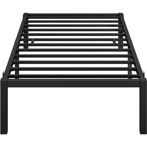 Yaheetech Twin XL Bed Frame with Storage Space, No Box Spring Needed, 14 Inches Powerful Storage Space, Sturdy Steel Slat Support, Black