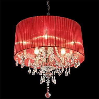 Beaumont 5 Light Shade Chandelier, Glass, Red
