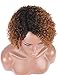 Kalyss 100% Human Hair Afro Short Curly Wavy 2 Tones Ombre Brown Black Roots Wigs for Black Women Lace hair wigs Side L Parting Bouncy Wigs