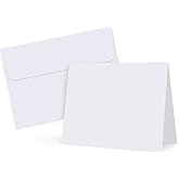 Eupako White Blank Cards and Envelopes 100 Pack - 5x7 Heavyweight Folded Cardstock and A7 Envelopes Self Seal for DIY Greeting Cards, Invitations, Wedding, Baby Shower, Birthday, Thank You Cards