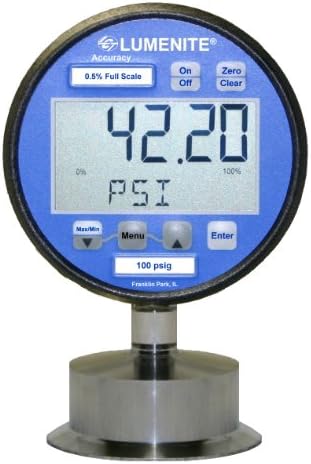 Lumenite LSDPG-4220-C1-1/2"-160PSI Sanitary Combination Digital Pressure Gauge and 4-20mA Pressure Transmitter, 0-160 psi, LCD Display, 0.25% Accuracy, 1-1/2" Tri-Clamp Connection