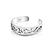 Personalized Open Spiral Pinky Midi Filigree Celtic Scroll Swirl Wide Toe Ring For Women Teen Oxidized .925 Silver Sterling Adjustable Customizable