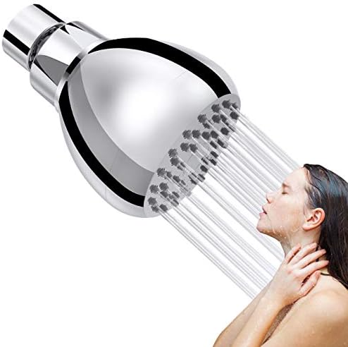 Leaury High Pressure Shower Head, 3 Inch Fixed Chrome Rainfall Showerhead, Adjustable Swivel Brass Ball Joint with Filter and Flow Restrictor for Bathroom at Low Water Pressure & Flow