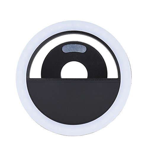 Efanr Selfie Ring Light, USB Rechargeable 36 LED Clip On Cell Phone Camera Light Fill-in Lighting Spotlight for iPhone X 8 7 7 Plus 6 6S Plus iPad Samsung Galaxy HTC LG Smartphones (RK12 Black)