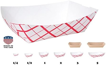 Paper Food Trays, 2 lbs capacity, Red Check | 50ct