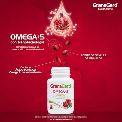 GranaGard omega 5 90 cáps. con Nanotecnología. Cápsulas de aceite de semilla de granada. Antioxidantes natural potenciado por la nanotecnología.