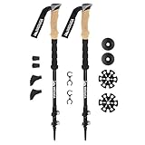Watauga Trekking Poles (Pair) - Collapsible Ultralight Hiking Sticks with Cork / EVA Grips & Flip Locks
