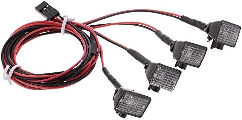 ULABLE 4pcs RC Car Multi-Function Square LED Light with Lampshade for 1/10 RC Crawler Car HSP REDCAT Axial SCX10 Traxxas TRX-4