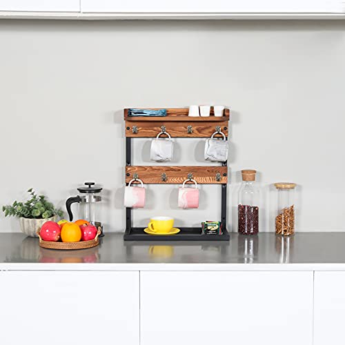 Xcosrack Countertop Coffee Mug Holder Rack 2 Tier Wall Mount Coffee