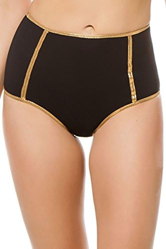 Tooshie Women's Hampton Solids Reversible High Waist Bottom Black/Dark Grey 34