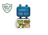 Bento Children's Lunch Box for Elementary School Kids, Boys, Girls by Fenrici, Leakproof, Soup Safe, Light Weight, Microwave, Dishwasher Safe, 2 Free Sets of Utensils, 9in x 7in x 2.5in, Dark Blue