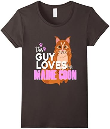 Women's Maine Coon Cat Shirt This Guy Loves His Kitty Pet Funny Cute Small Asphalt