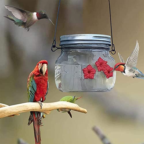 Mason Jar Hummingbird Feeder, 2022 Upgrade Hummingbird Feeders for