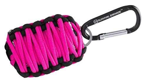Survival Kit - Survival GRENADE Emergency Key Chain Survival Kit - Paracord Grenade Survival Kit with 8+ Tools + Fire Starter & Eye Knife (Pink/Black)