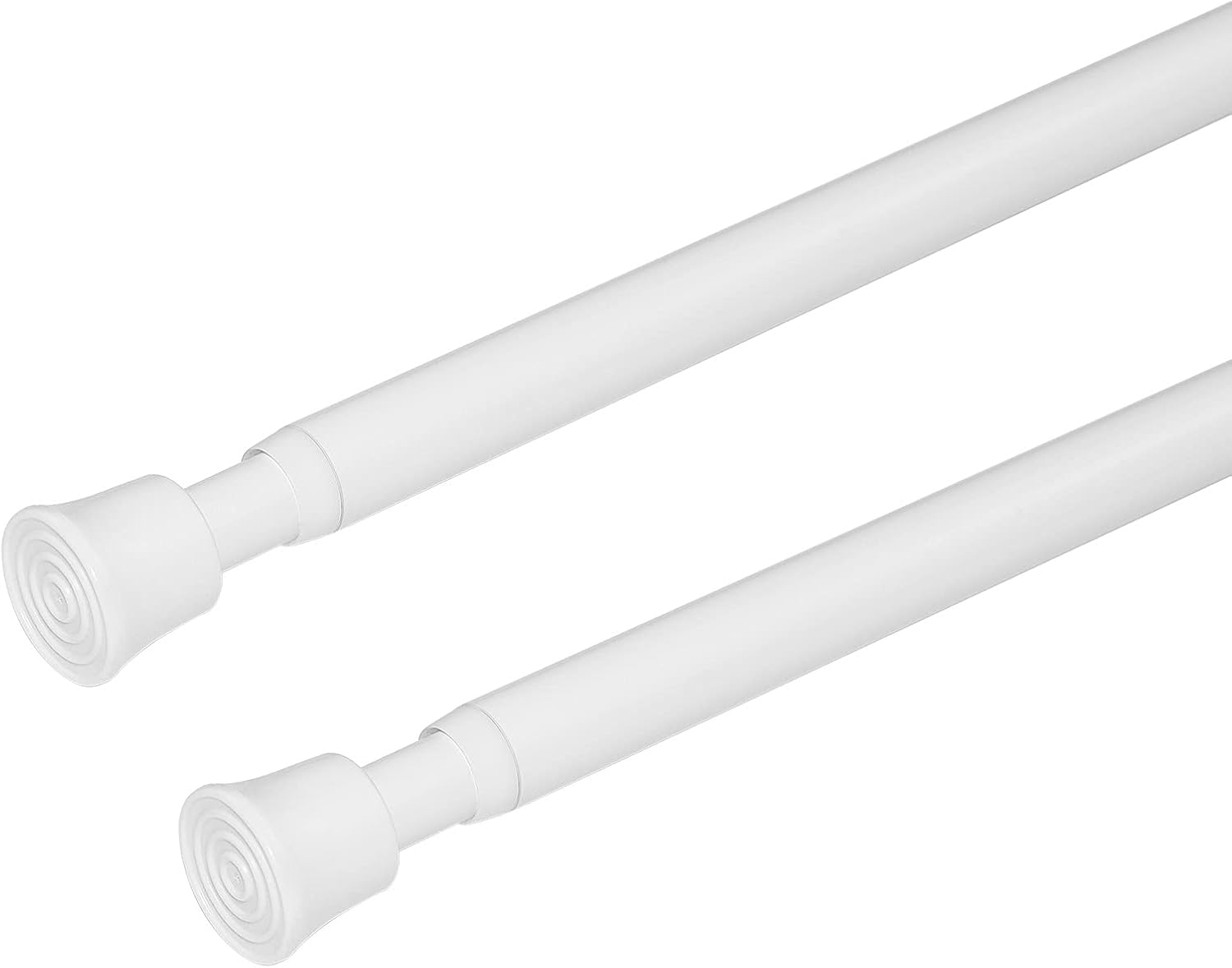 Window Treatment Hardware - KXLife 2Pcs Small Tension Rod 11 to 17 Inch, Adjustable Thin Mini Spring Loaded Curtain Tension Rods for Windows, Closet, RV, Trailer, Cupboard, Refrigerator (White)