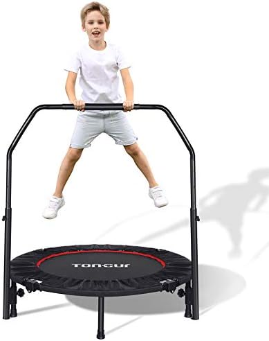 Toncur トランポリン 21年 手すり付き 5段階調整 大型102cm 耐荷重150kg 折りたたみ 収納便利 静音 6本脚 追加の6つの滑り止め吸盤 子ども 大人 トレーニング ダイエット 日本語取扱説明書付き Rwenzorisustainable Org
