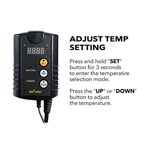BN-LINK Digital Temperature Controller Thermostat – For Seedling Heat Mats, Reptile Tanks, Incubators (120V, 1000W)