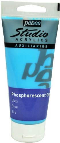 Pebeo Studio Acrylics Auxiliaries, Phosphorescent Gel, 100 ml - Blue