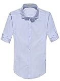 NITAGUT Men's Cotton Linen Blend Shirts Light Blue-US L