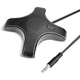 eBerry 3.5mm Plug Desktop Computer Microphone, Omnidirectional Pickup Conference Microphone for Meeting, Teleconferencing (Conference Microphone)