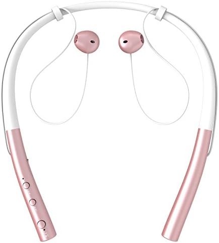 Bluetooth Headphones/Sports Sweatproof Wireless Headphones/Neckband Headset/Digital Noise Cancellation Earphone. (Rose-gold color)