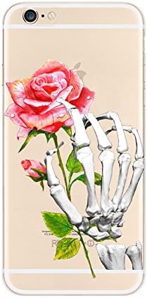 iPhone 8 / 7 Compatible, Colorful Rubber Flexible Silicone Case Bumper for Apple Clear Cover - skeleton's hand