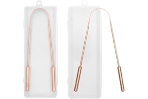 SOULGENIE qSwipe Copper Tongue Cleaner with Comfort Grip - with Handy Storage and Travel Box - Pure Copper - 2 Pack