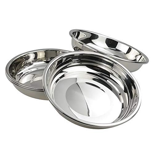 Doryh 18/10 Stainless Steel Dinner Plates Dishes Set, Round Camping Plates, 8.65-Inch/Set of 4