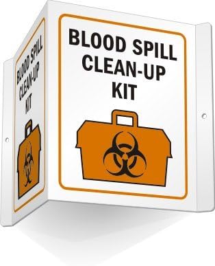 SmartSign "Blood Spill Clean-Up Kit Projecting Sign | 5" x 6" Acrylic