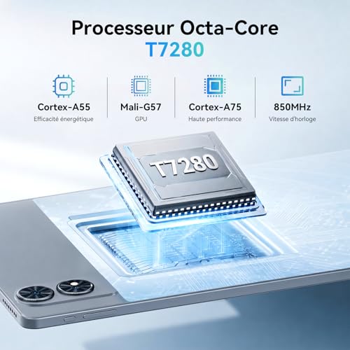 TABWEE Android 16 Tablette avec Clavier - Tablette 12 Pouces, 48 Go+256 Go, 10000 mAh, 16 MP+8 MP, 1600 * 2400 QHD+, Widevine L1, Gemini AI 3.1 Pro, GPS Intégré, Tablette 4G LTE (Garantie de 4 Ans)