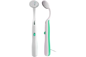 Ceonam 2 Pcs Dental Mirror with Light Tool LED Lighted Teeth Inspection Mirror Anti Fog Curve Angle Dentist Oral Care Tool (Green)