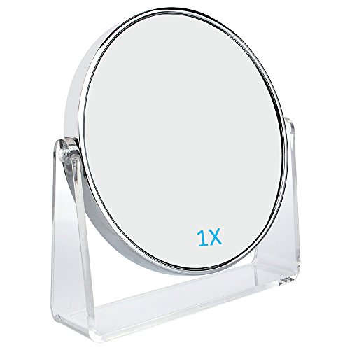 Catmicoo 1X/10X Magnifying Makeup Mirror, 6" Round Double Sided Standing Vanity Mirror Stylish Modern Design (Chrome)
