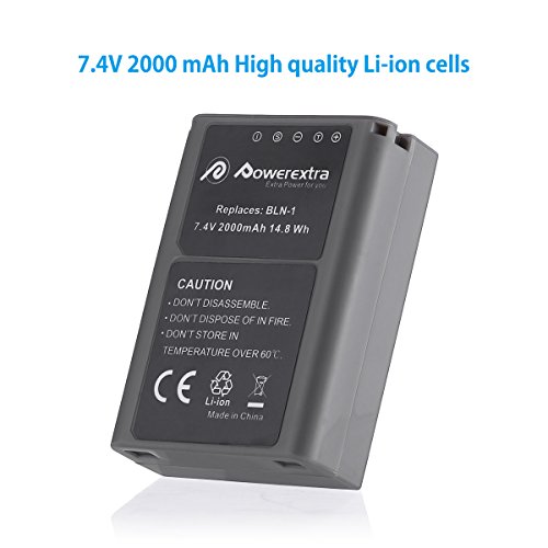 Powerextra 2 Pack High Capacity Battery for Olympus BLN1, BCN1 and