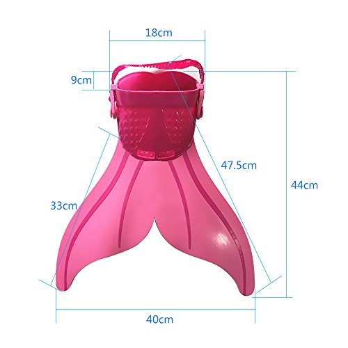 Coastacloud Adjustable Flippers Mermaid Fin Swim Fins for Kids Boys Girls Red