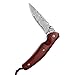 KUBEY Damascus Steel Folding Knife,Rosewood Handle,Drop Point,2-3/4-Inch Blade