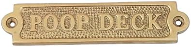 Ectoria Poop Deck Sign 6 Wall Plaque Novelty Sign Handcrafted Nautical Home Decor Solid Brass Sign for House, Boat, Boathouse, and Office