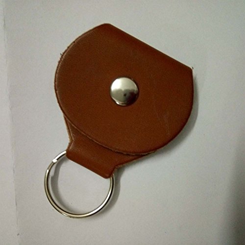 Guitar Picks Holder Case Genuine Leather Guitarra Plectrum Case Bag Keychain Shape Brown by Elrido
