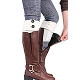 Coromose® 2015 Jacquard Knitted Cuffs Toppers Liner Boot Leg Warmers Socks (New-White)