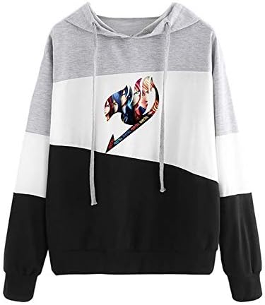 Tayaho Unisex Fairy Tail Patchwork Hooded Sweater for Men and Women Autumn Winter Printed Hooded Sweatshirt