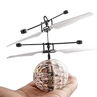 Vaorwne Fantastic Infrared Induction Drone Flying Flash Disco Colorful Shining LED Lighting Ball Helicopter Kid Toy Gesture-Sensing No Need to Use Remote Control USB Charging