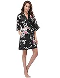 Luvrobes Women's Kimono Robe Pockets, Peacock Design, Short