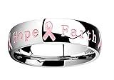 Pink Ribbon Ring with 'Courage Strength Hope Faith' Inscription