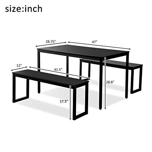 Danxee 3 Piece Dining Set Modern Style Dining Table Kitchen Table with