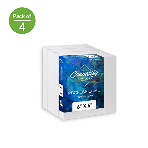 Canvasify Medium Grain Artist Stretched Canvas - All Sizes (6" x 6" (Pack of 4))