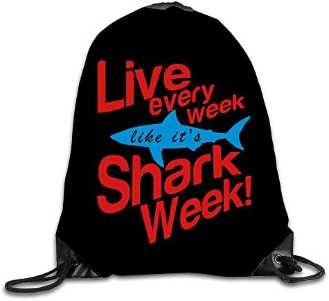 Creative Design Live Every Week Like Shark Week Drawstring Backpack Sport Bag For Men And Women