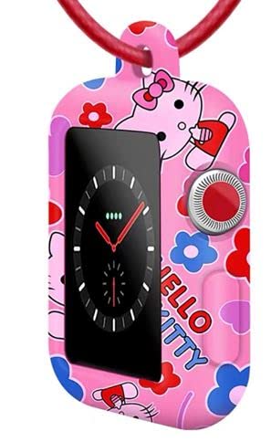 Makzib Genuine Leather Necklace Pendant Strap Replacement Silicone Protector Cases Cover for Apple Watch Series SE/7/6/5/4/3/2/1 (42/44/45mm, Pink Pattern)