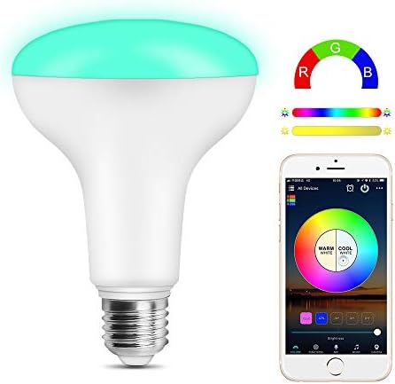 Konxie Wi-Fi Smart LED 11W RGBWW BR30 Flood Light Bulb, 80W Equivalent, Dimmable Multicolor Tunable White Flood Light, No Hub Required, Compatible Alexa and Google Home Assistant