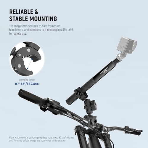 NEEWER BASICS Motorcycle Mount Accessories Kit, Invisible Selfie Stick, Bike Handlebar Mount, Compatible with Insta360 DJI OSMO 360 Pocket 3 Action Cam for POV Video Recording, GP-32